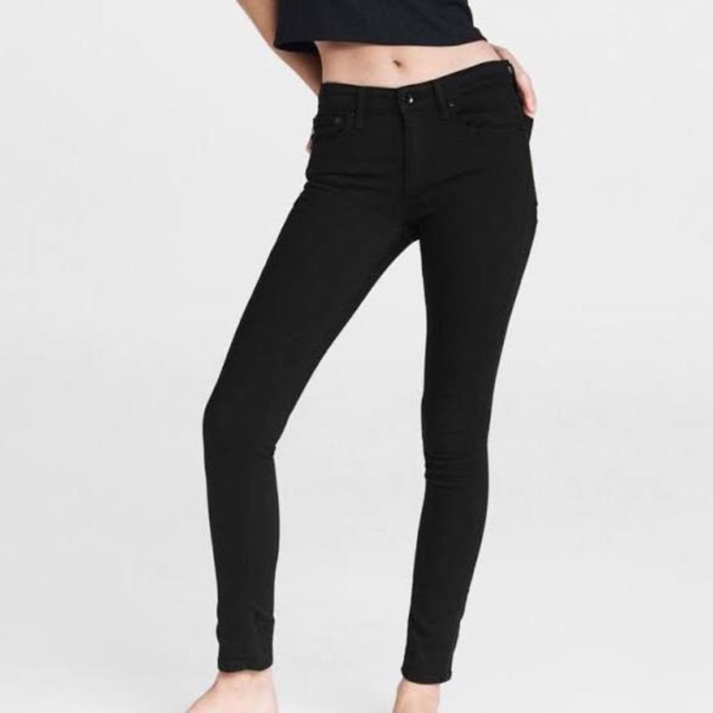 Rag and bone black plush mid-rise skinny jean 23